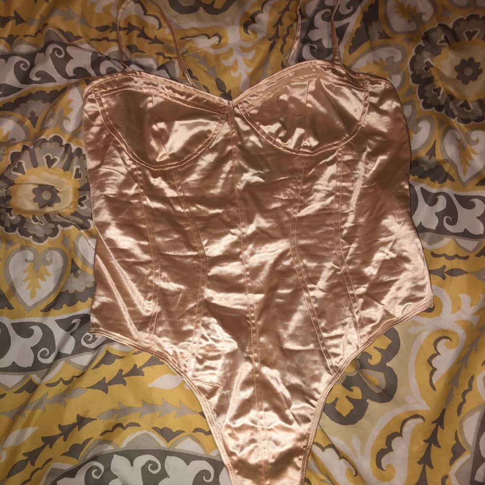 Blush satin tank top body suit